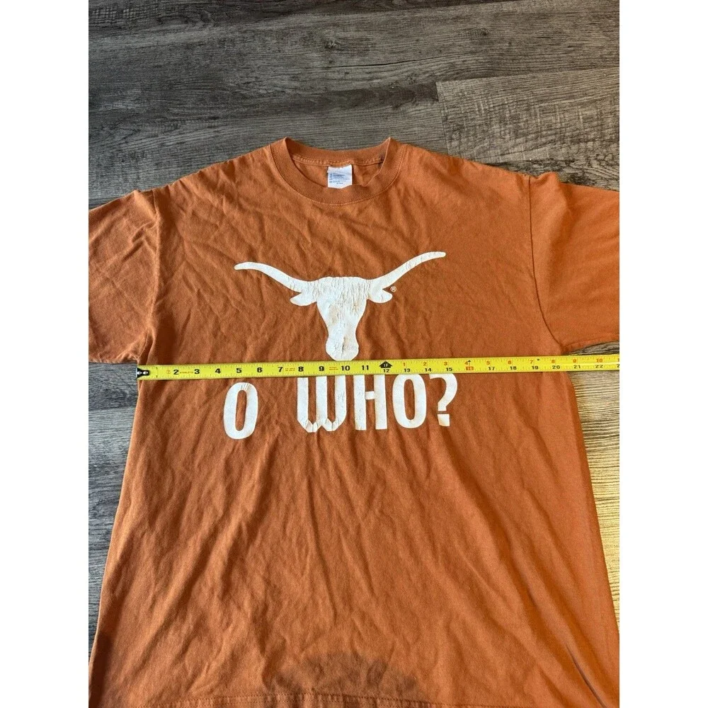 Vintage Texas Longhorns T-Shirt Mens Large O Who Burnt Orange Delta Magnum Y2K